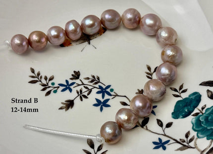 One-Of-A-Kind 12-16 mm AA Very Rare Natural Mauve Pink Freshwater Edison Baroque Pearls High Luster Large 2.1mm Hole Beads #P3559