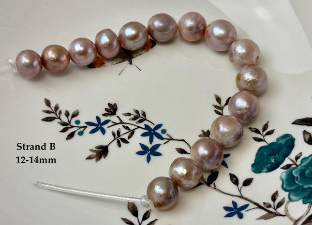 One-Of-A-Kind 12-16 mm AA Very Rare Natural Mauve Pink Freshwater Edison Baroque Pearls High Luster Large 2.1mm Hole Beads #P3559