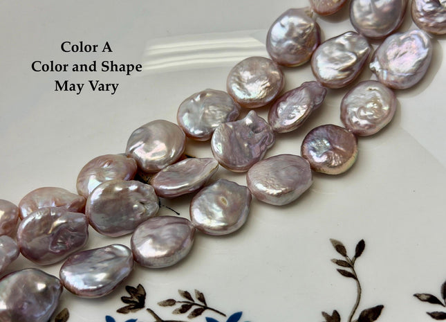 12-13 mm AA Natural Golden Mauve Pink Freshwater Round Tear Drop Coin Pearls With Gold Sheen 15 Inch Strand #P3560