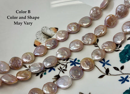 12-13 mm AA Natural Golden Mauve Pink Freshwater Round Tear Drop Coin Pearls With Gold Sheen 15 Inch Strand #P3560
