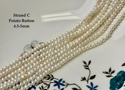 4-5mm Natural White Freshwater Pearl Potato Button Rondelle Pearl Beads 14 Inch Strand #P3561