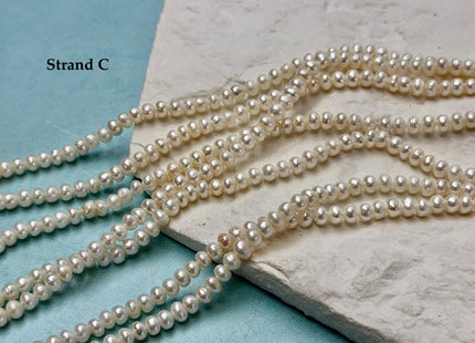 4-5mm Natural White Freshwater Pearl Potato Button Rondelle Pearl Beads 14 Inch Strand #P3561