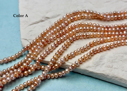4-4.5 mm AA Natural Golden Peach Pink Button Pearl Freshwater Seed Pearl High Luster Beads 15 Inch Strand #P3564