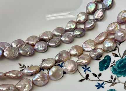 15x17-18 mm AA Natural Mauve Pink Freshwater Round Tear Drop Coin Pearls 22 Beads 15 Inch Strand #P3565
