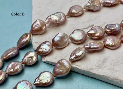 15x17-18 mm AA Natural Mauve Pink Freshwater Round Tear Drop Coin Pearls 22 Beads 15 Inch Strand #P3565