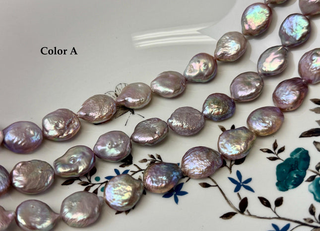 15x17-18 mm AA Natural Mauve Pink Freshwater Round Tear Drop Coin Pearls 22 Beads 15 Inch Strand #P3565