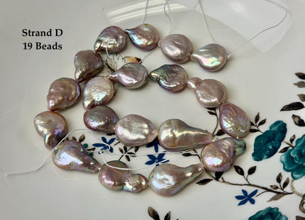 One-Of-A-Kind 14-15x16-24mm Natural Mauve Pink Golden Color Freshwater Round Tear Drop Coin Pearls High Luster Thick Coin Beads #P3566