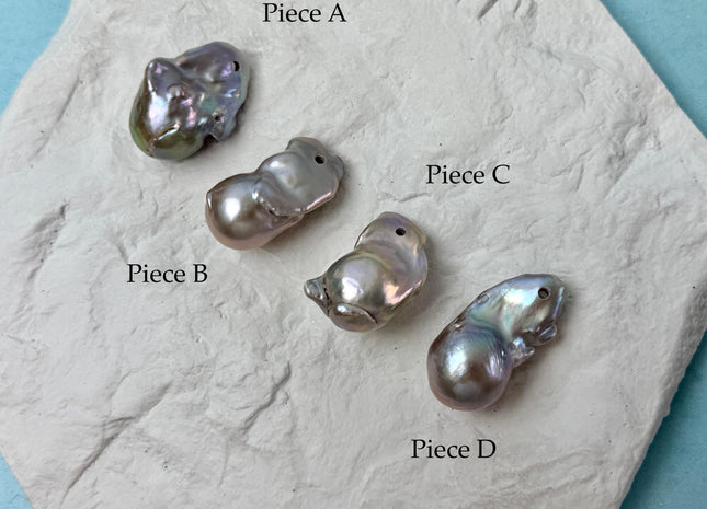 One-Of-A-Kind AAA Rare Pinkish Gray Baroque 2.2mm Hole Top Drilled High Luster Jumbo Size Pearl #P3574
