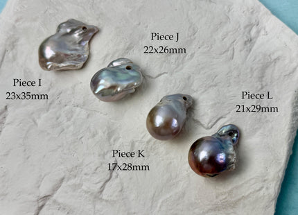 One-Of-A-Kind AAA Rare Pinkish Gray Baroque 2.2mm Hole Top Drilled High Luster Jumbo Size Pearl #P3574