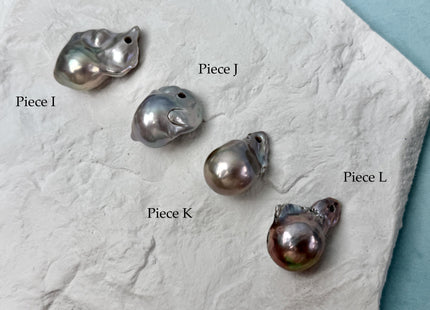 One-Of-A-Kind AAA Rare Pinkish Gray Baroque 2.2mm Hole Top Drilled High Luster Jumbo Size Pearl #P3574