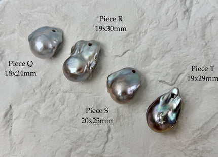 One-Of-A-Kind AAA Rare Pinkish Gray Baroque 2.2mm Hole Top Drilled High Luster Jumbo Size Pearl #P3574