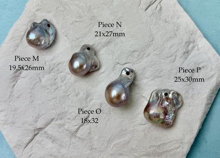 One-Of-A-Kind AAA Rare Pinkish Gray Baroque 2.2mm Hole Top Drilled High Luster Jumbo Size Pearl #P3574