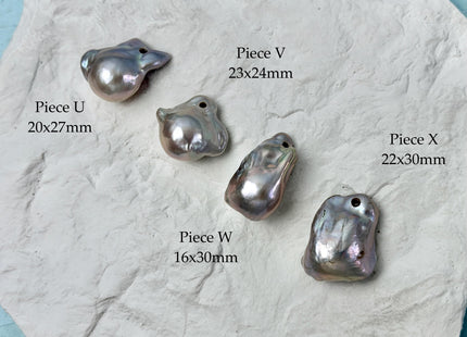 One-Of-A-Kind AAA Rare Pinkish Gray Baroque 2.2mm Hole Top Drilled High Luster Jumbo Size Pearl #P3574