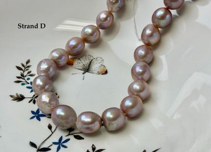 One-Of-A-Kind AA 12-14 mm Rare Natural Dark Mauve Pink Freshwater Edison Baroque Pearls High Luster Large Purple Edison Beads #P3567