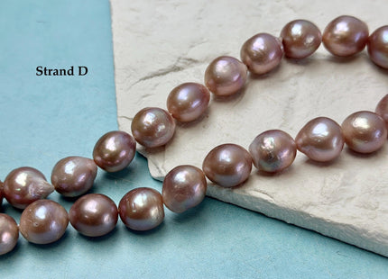 One-Of-A-Kind AA 12-14 mm Rare Natural Dark Mauve Pink Freshwater Edison Baroque Pearls High Luster Large Purple Edison Beads #P3567