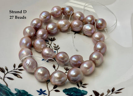One-Of-A-Kind AA 12-14 mm Rare Natural Dark Mauve Pink Freshwater Edison Baroque Pearls High Luster Large Purple Edison Beads #P3567