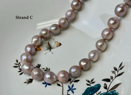 One-Of-A-Kind AA 12-14 mm Rare Natural Dark Mauve Pink Freshwater Edison Baroque Pearls High Luster Large Purple Edison Beads #P3567