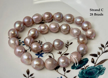 One-Of-A-Kind AA 12-14 mm Rare Natural Dark Mauve Pink Freshwater Edison Baroque Pearls High Luster Large Purple Edison Beads #P3567