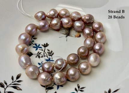One-Of-A-Kind AA 12-14 mm Rare Natural Dark Mauve Pink Freshwater Edison Baroque Pearls High Luster Large Purple Edison Beads #P3567