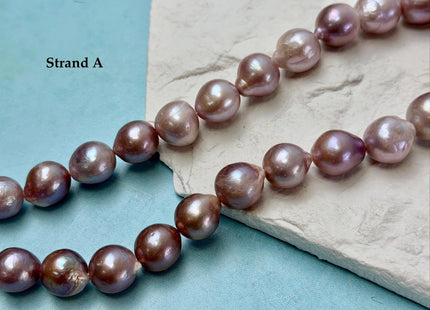 One-Of-A-Kind AA 12-14 mm Rare Natural Dark Mauve Pink Freshwater Edison Baroque Pearls High Luster Large Purple Edison Beads #P3567