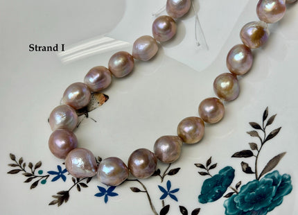 One-Of-A-Kind AA 12-14 mm Rare Natural Dark Mauve Pink Freshwater Edison Baroque Pearls High Luster Large Purple Edison Beads #P3567