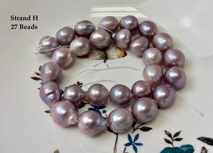 One-Of-A-Kind AA 12-14 mm Rare Natural Dark Mauve Pink Freshwater Edison Baroque Pearls High Luster Large Purple Edison Beads #P3567