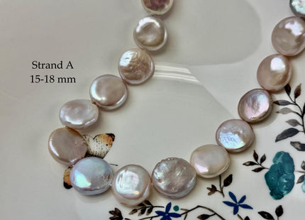 One-Of-A-Kind AAA 13.5-19mm Natural Mauve Pink Color Baroque Coin High Luster Thick Freshwater Pearl #P3576