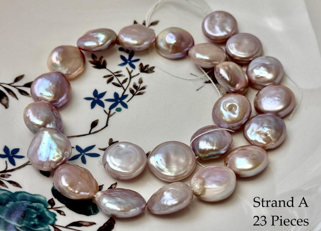 One-Of-A-Kind AAA 15-19 mm Natural Mauve Pink Large Keshi Baroque Coin Freshwater Pearl #P3575