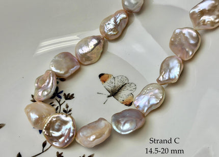One-Of-A-Kind AAA 15-19 mm Natural Mauve Pink Large Keshi Baroque Coin Freshwater Pearl #P3575