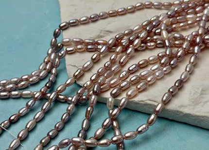 3-4x5-7 mm AAA Natural Mixed Mauve Peach Pink Rice Freshwater Pearl High Luster Freshwater Pearls Beads #P3494