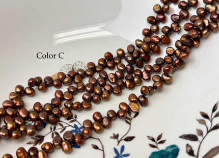 5-6x6-7 mm Copper Brown Gray Color Top Drilled Freshwater Nugget Pearls 15 Inches Strand #P3501