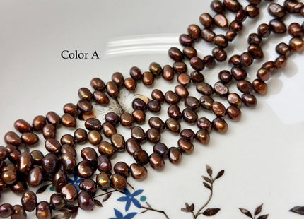 5-6x6-7 mm Copper Brown Gray Color Top Drilled Freshwater Nugget Pearls 15 Inches Strand #P3501