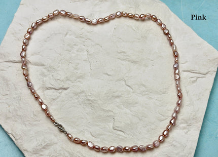 14/15/16/17/18/20 Inches Minimalist Tiny Dainty Rice Nugget Pearl Chocker Necklace W/Gold Filled Silver Clasp Gift For Her #NK0010