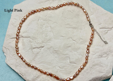 14/15/16/17/18/20 Inches Minimalist Tiny Dainty Rice Nugget Pearl Chocker Necklace W/Gold Filled Silver Clasp Gift For Her #NK0010