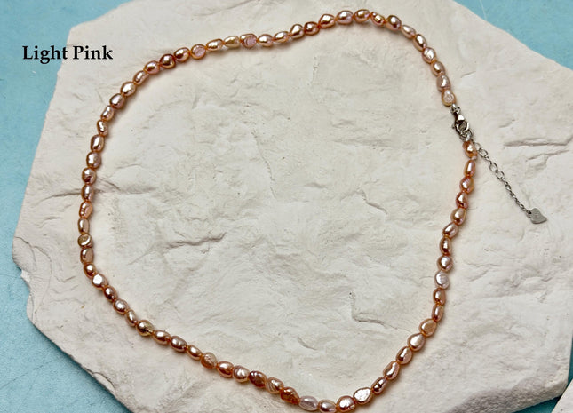 14/15/16/17/18/20 Inches Minimalist Tiny Dainty Rice Nugget Pearl Chocker Necklace W/Gold Filled Silver Clasp Gift For Her #NK0010