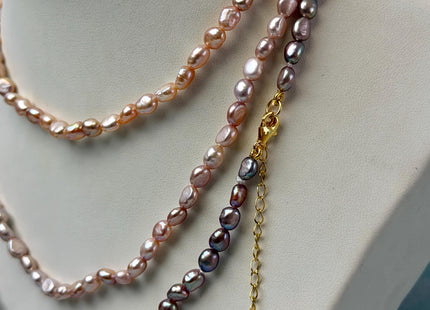 14/15/16/17/18/20 Inches Minimalist Tiny Dainty Rice Nugget Pearl Chocker Necklace W/Gold Filled Silver Clasp Gift For Her #NK0010