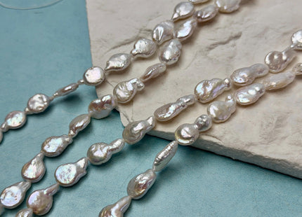 9x10-14 mm AA Natural White Oval/Tear Drop Coin Freshwater Pearl Beads High Luster Quality Cultured Freshwater Coin Pearls #P3500
