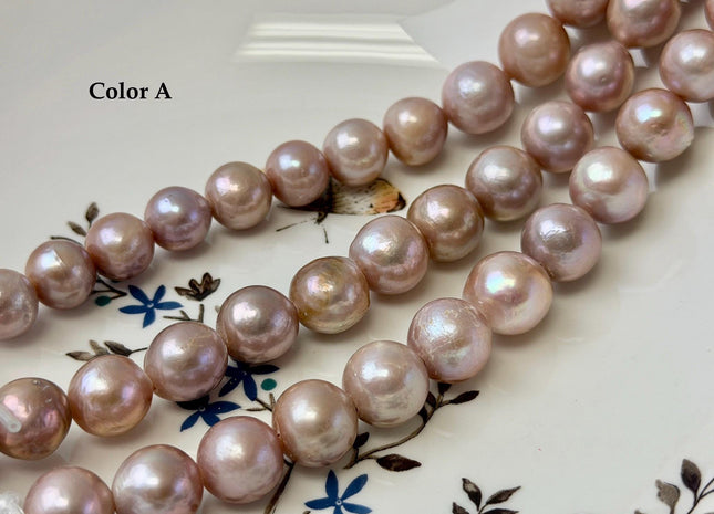 12-14 mm AA Very Rare Natural Mauve Pink Freshwater Edison Baroque Pearls High Luster Large 2.1mm Hole Beads #P3569