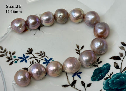 One-Of-A-Kind 12-16 mm AA Very Rare Natural Mauve Pink Freshwater Edison Baroque Pearls High Luster Large 2.1mm Hole Beads #P3570