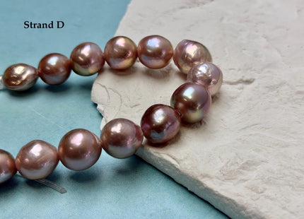 One-Of-A-Kind 12-16 mm AA Very Rare Natural Mauve Pink Freshwater Edison Baroque Pearls High Luster Large 2.1mm Hole Beads #P3570