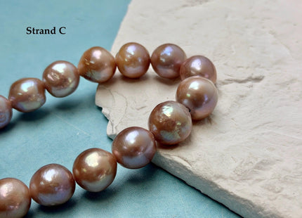 One-Of-A-Kind 12-16 mm AA Very Rare Natural Mauve Pink Freshwater Edison Baroque Pearls High Luster Large 2.1mm Hole Beads #P3570