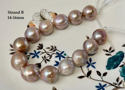 One-Of-A-Kind 12-16 mm AA Very Rare Natural Mauve Pink Freshwater Edison Baroque Pearls High Luster Large 2.1mm Hole Beads #P3570