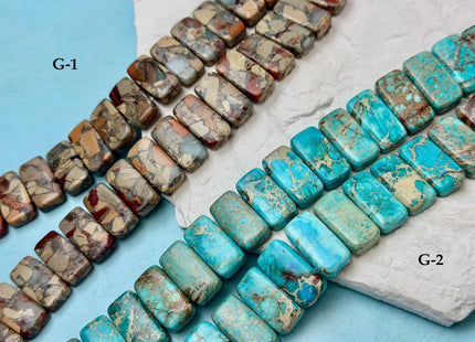10x20 mm Double Drilled Impression Jasper Rectangle Shape Sea Sediment Jasper Beads Rainbow Pink Green Turquoise Blue Purple Color #4533