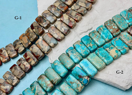10x20 mm Double Drilled Impression Jasper Rectangle Shape Sea Sediment Jasper Beads Rainbow Pink Green Turquoise Blue Purple Color #4533