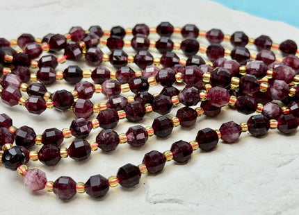 5x6mm 7x8mm Faceted Energy Prism Cut Garnet Gemstone Beads Genuine Double Terminated Points Red Garnet Beads 15.5 Inches 49 Pieces #3575