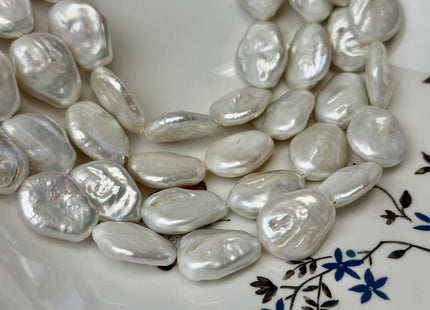 16-19x20-23 mm Large Natural White Coin Baroque Pearls 19 Beads #P3507