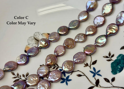 11-12 mm AA Natural Golden Mauve Pink Freshwater Tear Drop Coin Pearls With Gold Sheen 29 Beads 15 Inch Strand #P3509