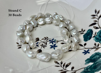 One-Of-A-Kind 9-13x10-19mm AAA Natural White Keshi Nugget Freshwater Pearls High Luster Keshi Nugget Beads #P3495