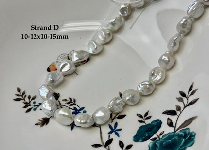 One-Of-A-Kind 9-13x10-19mm AAA Natural White Keshi Nugget Freshwater Pearls High Luster Keshi Nugget Beads #P3495