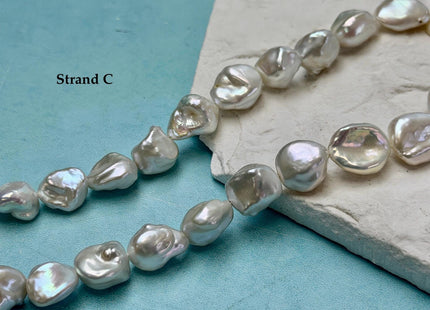 One-Of-A-Kind 9-13x10-19mm AAA Natural White Keshi Nugget Freshwater Pearls High Luster Keshi Nugget Beads #P3495